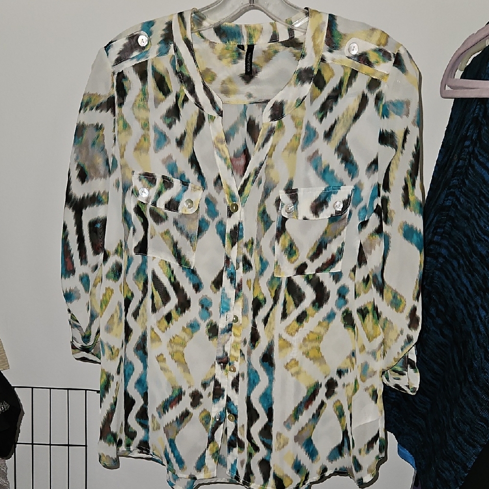 Maurices Multicolor Geometric Blouse